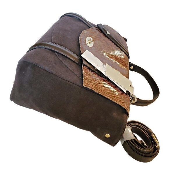 Cuir Rose Italy Genuine Leather Shoulder Messenger Bag, Brown Leather Suede Bag - Picture 4 of 8